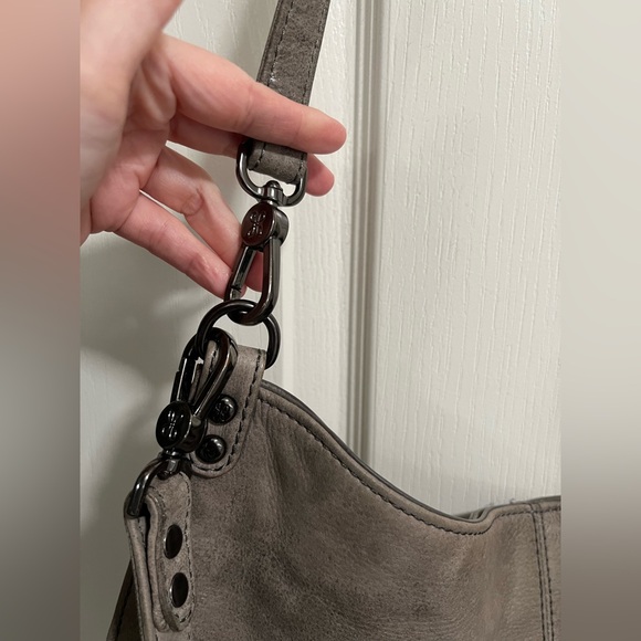 HOBO Pier Leather Gray Titanium Shoulder Bag - Picture 7 of 13